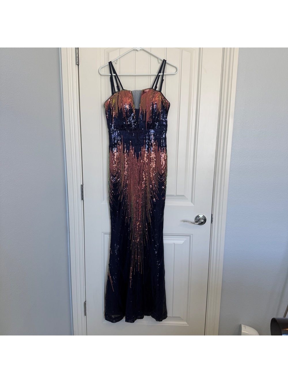 Miss Ord Navy Blue and Copper Sequin Dress Size Medium